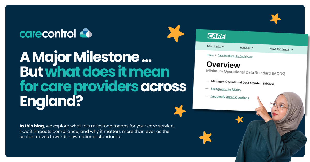 Graphic explaining what achieving NHS Assured and MODS compliance means for care providers and why it matters for compliance, security, and future-ready care.