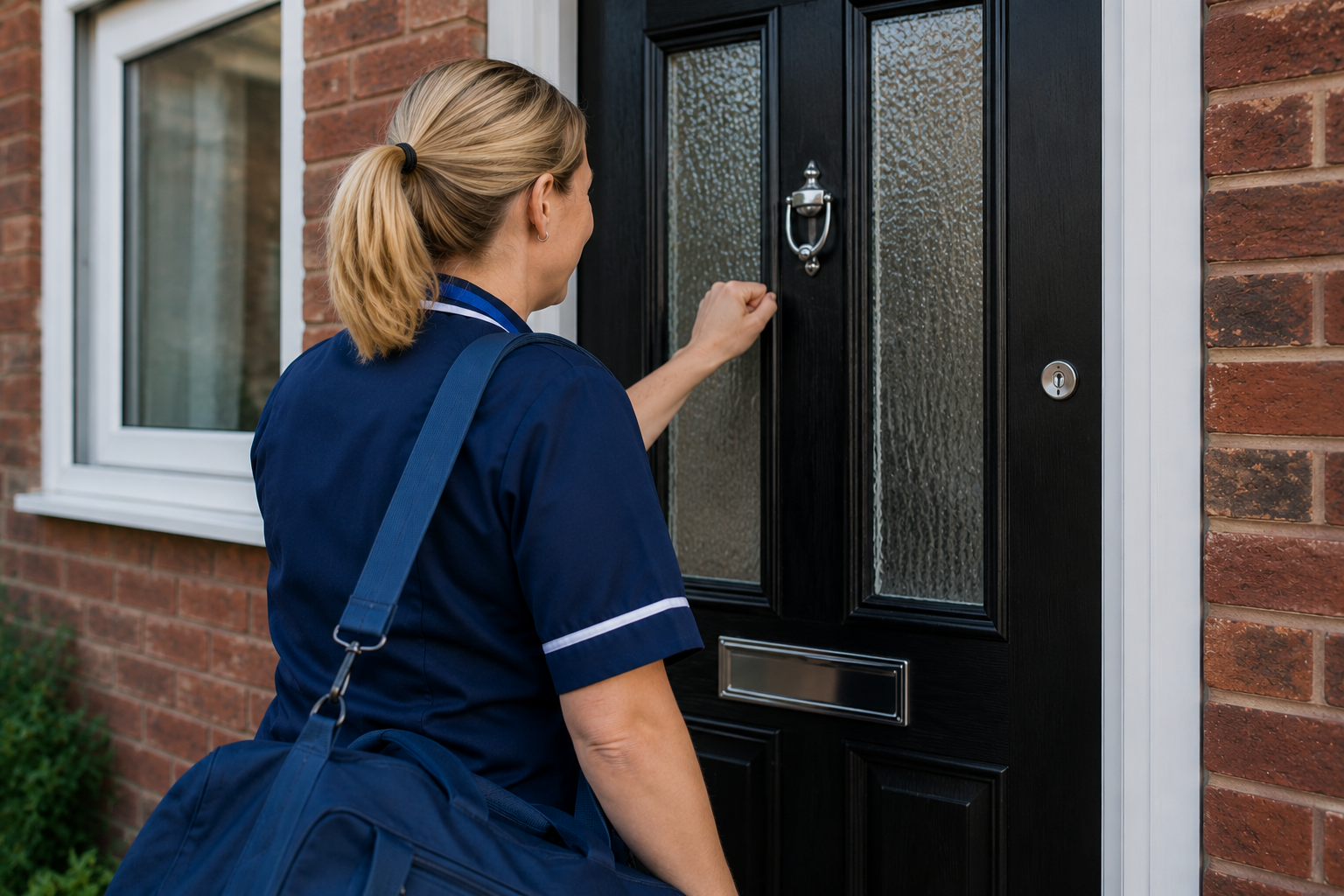 Home Care Provider Visiting a Clients Care Home Using Care Control